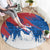 Serbia Christmas Round Carpet with Wolf Howling Moon Serbian Flag and Red Blue White Winter Forest Pattern Design - Wonder Print Shop
