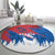 Serbia Christmas Round Carpet with Wolf Howling Moon Serbian Flag and Red Blue White Winter Forest Pattern Design - Wonder Print Shop
