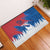 Serbia Christmas Rubber Doormat with Wolf Howling Moon Serbian Flag and Red Blue White Winter Forest Pattern Design - Wonder Print Shop
