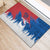 Serbia Christmas Rubber Doormat with Wolf Howling Moon Serbian Flag and Red Blue White Winter Forest Pattern Design - Wonder Print Shop