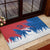 Serbia Christmas Rubber Doormat with Wolf Howling Moon Serbian Flag and Red Blue White Winter Forest Pattern Design - Wonder Print Shop