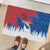 Serbia Christmas Rubber Doormat with Wolf Howling Moon Serbian Flag and Red Blue White Winter Forest Pattern Design - Wonder Print Shop