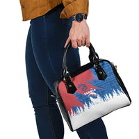 Serbia Christmas Shoulder Handbag with Wolf Howling Moon Serbian Flag and Red Blue White Winter Forest Pattern Design - Wonder Print Shop