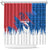 Serbia Christmas Shower Curtain with Wolf Howling Moon Serbian Flag and Red Blue White Winter Forest Pattern Design - Wonder Print Shop