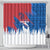 Serbia Christmas Shower Curtain with Wolf Howling Moon Serbian Flag and Red Blue White Winter Forest Pattern Design - Wonder Print Shop