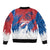 Serbia Christmas Sleeve Zip Bomber Jacket with Wolf Howling Moon Serbian Flag and Red Blue White Winter Forest Pattern Design - Wonder Print Shop