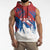 Serbia Christmas Sleeveless Hoodie with Wolf Howling Moon Serbian Flag and Red Blue White Winter Forest Pattern Design - Wonder Print Shop