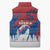 Serbia Christmas Sleeveless Puffer Jacket with Wolf Howling Moon Serbian Flag and Red Blue White Winter Forest Pattern Design - Wonder Print Shop