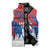 Serbia Christmas Sleeveless Puffer Jacket with Wolf Howling Moon Serbian Flag and Red Blue White Winter Forest Pattern Design - Wonder Print Shop