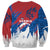 Serbia Christmas Sweatshirt with Wolf Howling Moon Serbian Flag and Red Blue White Winter Forest Pattern Design - Wonder Print Shop