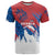 Serbia Christmas T Shirt with Wolf Howling Moon Serbian Flag and Red Blue White Winter Forest Pattern Design - Wonder Print Shop