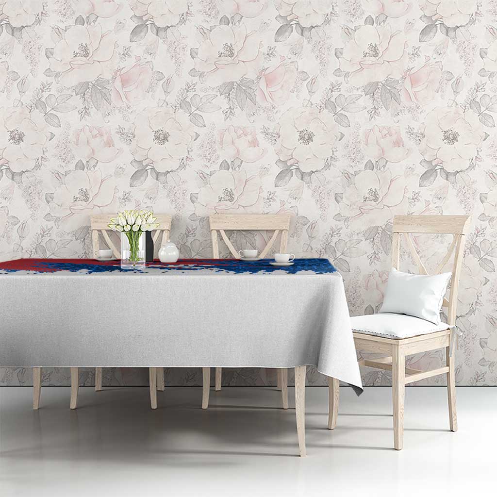 Serbia Christmas Tablecloth with Wolf Howling Moon Serbian Flag and Red Blue White Winter Forest Pattern Design - Wonder Print Shop