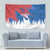 Serbia Christmas Tapestry with Wolf Howling Moon Serbian Flag and Red Blue White Winter Forest Pattern Design - Wonder Print Shop