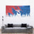 Serbia Christmas Tapestry with Wolf Howling Moon Serbian Flag and Red Blue White Winter Forest Pattern Design - Wonder Print Shop
