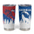 Serbia Christmas Tumbler Cup with Wolf Howling Moon Serbian Flag and Red Blue White Winter Forest Pattern Design - Wonder Print Shop