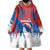 Serbia Christmas Wearable Blanket Hoodie with Wolf Howling Moon Serbian Flag and Red Blue White Winter Forest Pattern Design - Wonder Print Shop