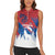 Serbia Christmas Women Sleeveless Polo Shirt with Wolf Howling Moon Serbian Flag and Red Blue White Winter Forest Pattern Design - Wonder Print Shop