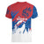 Serbia Christmas Women V-Neck T-Shirt with Wolf Howling Moon Serbian Flag and Red Blue White Winter Forest Pattern Design - Wonder Print Shop