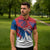 Serbia Christmas Zipper Polo Shirt with Wolf Howling Moon Serbian Flag and Red Blue White Winter Forest Pattern Design - Wonder Print Shop