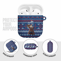 Serbia Christmas AirPods Case with Traditional Santa Eagle Serbian Coat of Arms and Blue Red White Folk Pattern Design - Wonder Print Shop