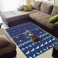 Serbia Christmas Area Rug with Traditional Santa Eagle Serbian Coat of Arms and Blue Red White Folk Pattern Design - Wonder Print Shop