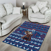 Serbia Christmas Area Rug with Traditional Santa Eagle Serbian Coat of Arms and Blue Red White Folk Pattern Design - Wonder Print Shop