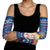 Serbia Christmas Arm Sleeves with Traditional Santa Eagle Serbian Coat of Arms and Blue Red White Folk Pattern Design - Wonder Print Shop