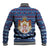 Serbia Christmas Baseball Jacket with Traditional Santa Eagle Serbian Coat of Arms and Blue Red White Folk Pattern Design - Wonder Print Shop