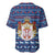 Serbia Christmas Baseball Jersey with Traditional Santa Eagle Serbian Coat of Arms and Blue Red White Folk Pattern Design - Wonder Print Shop