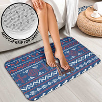 Serbia Christmas Bathroom Set with Traditional Santa Eagle Serbian Coat of Arms and Blue Red White Folk Pattern Design - Wonder Print Shop