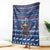 Serbia Christmas Blanket with Traditional Santa Eagle Serbian Coat of Arms and Blue Red White Folk Pattern Design - Wonder Print Shop