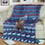 Serbia Christmas Blanket with Traditional Santa Eagle Serbian Coat of Arms and Blue Red White Folk Pattern Design - Wonder Print Shop