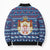 Serbia Christmas Bomber Puffer Jacket with Traditional Santa Eagle Serbian Coat of Arms and Blue Red White Folk Pattern Design - Wonder Print Shop