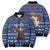 Serbia Christmas Bomber Puffer Jacket with Traditional Santa Eagle Serbian Coat of Arms and Blue Red White Folk Pattern Design - Wonder Print Shop