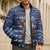 Serbia Christmas Bomber Puffer Jacket with Traditional Santa Eagle Serbian Coat of Arms and Blue Red White Folk Pattern Design - Wonder Print Shop