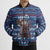 Serbia Christmas Bomber Puffer Jacket with Traditional Santa Eagle Serbian Coat of Arms and Blue Red White Folk Pattern Design - Wonder Print Shop