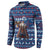 Serbia Christmas Button Sweatshirt with Traditional Santa Eagle Serbian Coat of Arms and Blue Red White Folk Pattern Design - Wonder Print Shop