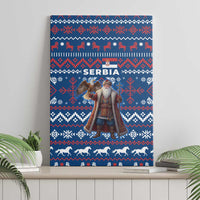 Serbia Christmas Canvas Wall Art with Traditional Santa Eagle Serbian Coat of Arms and Blue Red White Folk Pattern Design - Wonder Print Shop
