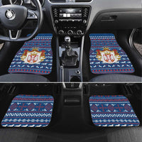 Serbia Christmas Car Mats with Traditional Santa Eagle Serbian Coat of Arms and Blue Red White Folk Pattern Design - Wonder Print Shop
