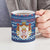 Serbia Christmas Ceramic Mug with Traditional Santa Eagle Serbian Coat of Arms and Blue Red White Folk Pattern Design - Wonder Print Shop