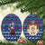 Serbia Christmas Ceramic Ornament with Traditional Santa Eagle Serbian Coat of Arms and Blue Red White Folk Pattern Design - Wonder Print Shop