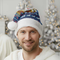 Serbia Christmas Santa Hat with Traditional Santa Eagle Serbian Coat of Arms and Blue Red White Folk Pattern Design - Wonder Print Shop