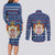 Serbia Christmas Couples Matching Long Sleeve Bodycon Dress and Long Sleeve Button Shirt with Traditional Santa Eagle Serbian Coat of Arms and Blue Red White Folk Pattern Design - Wonder Print Shop