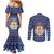 Serbia Christmas Couples Matching Mermaid Dress and Long Sleeve Button Shirt with Traditional Santa Eagle Serbian Coat of Arms and Blue Red White Folk Pattern Design - Wonder Print Shop