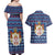 Serbia Christmas Couples Matching Off Shoulder Maxi Dress and Hawaiian Shirt with Traditional Santa Eagle Serbian Coat of Arms and Blue Red White Folk Pattern Design - Wonder Print Shop