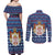 Serbia Christmas Couples Matching Off Shoulder Maxi Dress and Long Sleeve Button Shirt with Traditional Santa Eagle Serbian Coat of Arms and Blue Red White Folk Pattern Design - Wonder Print Shop