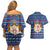 Serbia Christmas Couples Matching Off Shoulder Short Dress and Hawaiian Shirt with Traditional Santa Eagle Serbian Coat of Arms and Blue Red White Folk Pattern Design - Wonder Print Shop