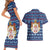Serbia Christmas Couples Matching Short Sleeve Bodycon Dress and Hawaiian Shirt with Traditional Santa Eagle Serbian Coat of Arms and Blue Red White Folk Pattern Design - Wonder Print Shop