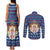 Serbia Christmas Couples Matching Tank Maxi Dress and Long Sleeve Button Shirt with Traditional Santa Eagle Serbian Coat of Arms and Blue Red White Folk Pattern Design - Wonder Print Shop