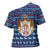 Serbia Christmas Cross Shoulder Shirt with Traditional Santa Eagle Serbian Coat of Arms and Blue Red White Folk Pattern Design - Wonder Print Shop